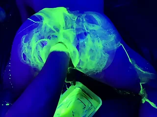 Twosome bottom fisting sluts&comma; take it up the arse with special UV Lube