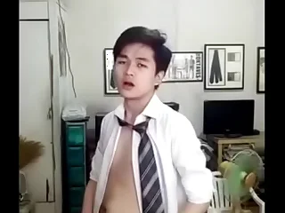 Cute Chinese Twink Strips Down coupled with Cums